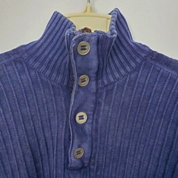 Ribbed Distressed Sweater Unisex Like New Denim like Size L - Picture 3 of 10